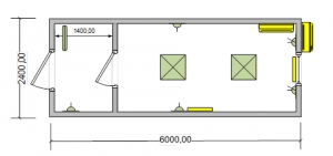 Блок-контейнер 6000х2400х2450мм, чертеж Блок-контейнер 6000х2400х2450мм, чертеж