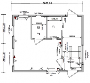 Модульное здание, 6000*4900*2800мм, чертеж Модульное здание, 6000*4900*2800мм, чертеж